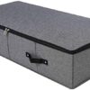 AMJ Extra Length Under Bed Storage Organization Containers for Shoes, Clothing, Bedding, 35.5 x 16.5 x 7“, Black Gray